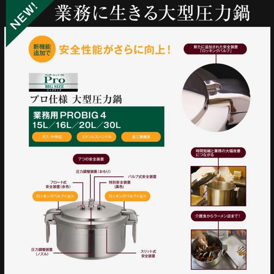 ワンダーシェフ プロビッグ4 両手圧力鍋 30L NPDD30 AAT-A1 : Loop