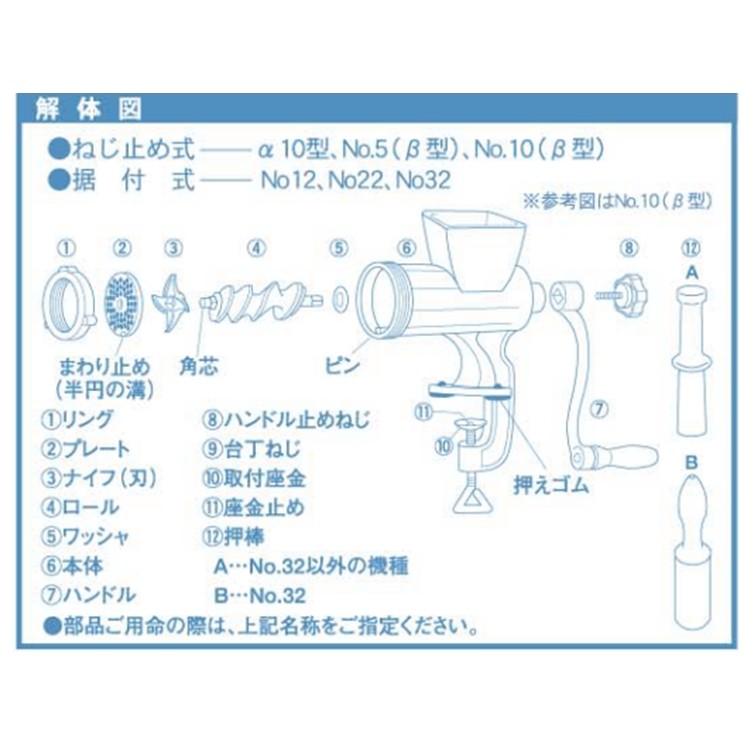 ボニー ミートチョッパー 手動式 No.12 据付式 CMC-49 - 通販