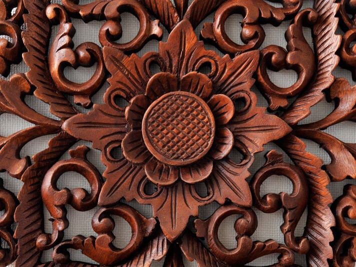 アジアン雑貨 バリ雑貨 木彫り 木製 壁掛け 花柄 おしゃれ 彫刻 壁面