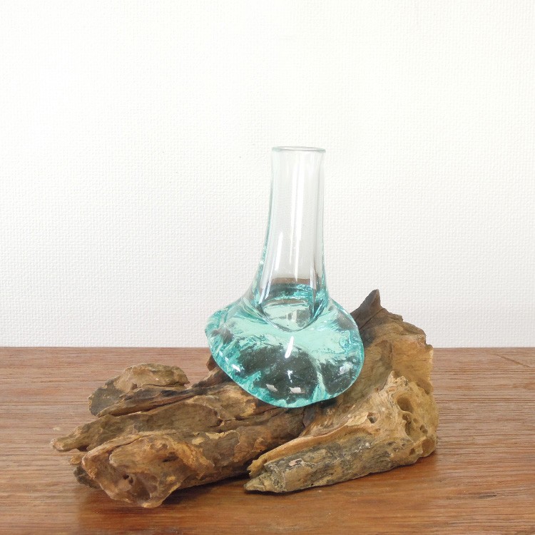 バリガラス 流木 アジアン 花瓶 フラワーベース ガラス 花器 フラワー