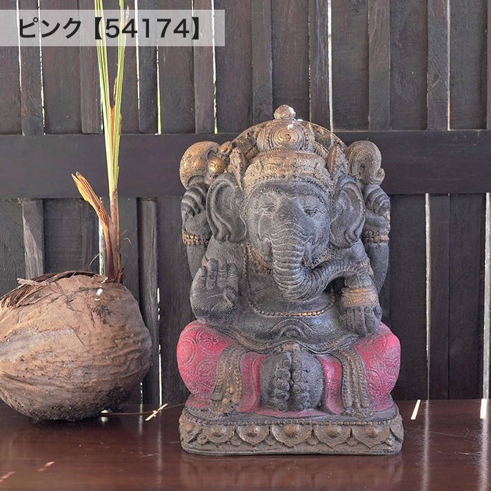ガネーシャの置物 インドの神様 ガネーシャ 置物 効果 石 アジアン雑貨 バリ 石像 3色 オブジェ...