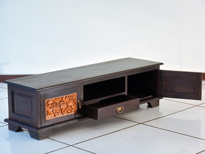 アジアン家具 テレビ台 チーク無垢材 おしゃれ 幅150 木製 バリ 