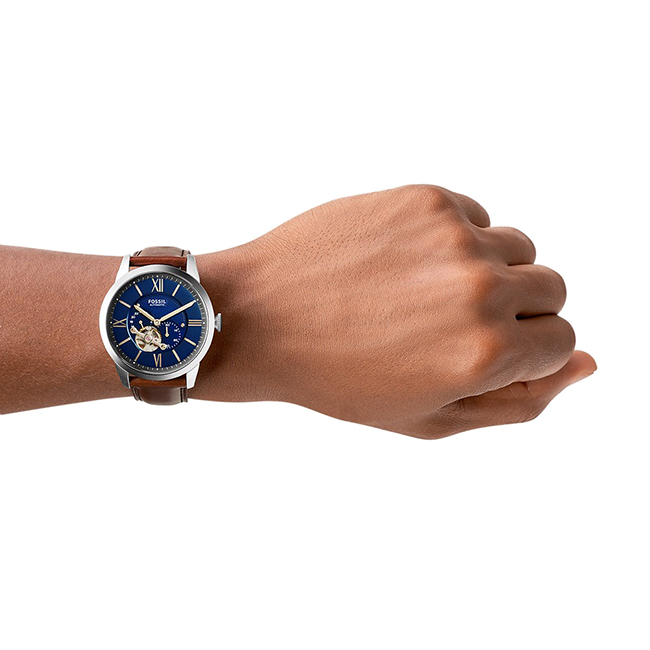 フォッシル タウンズマン ME3110 ブルー/ダークブラウン メンズ 腕時計 FOSSIL TOWNSMAN 自動巻き  /倍!倍!10％!300円クーポンも!9/1まで :fossil-me3110:ルイコレクション 店 通販 