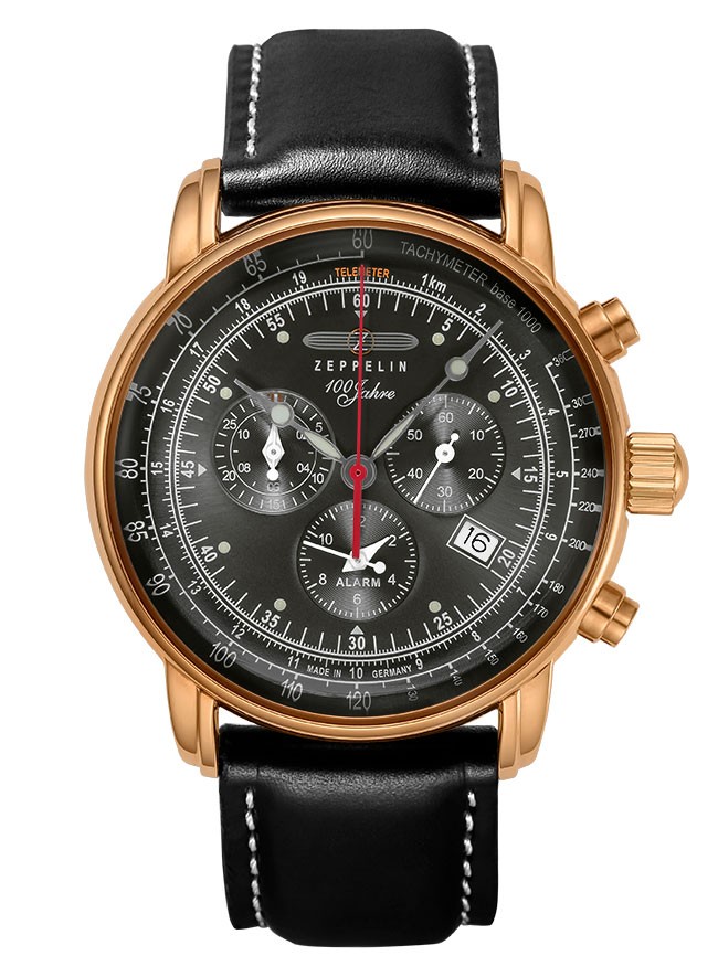 ツェッペリン 100周年記念モデル 8682-2 ブラック メンズ 腕時計 Zeppelin ドイツ製 クロノグラフ あすつく  /ボーナスストア10％!300円クーポン3/29迄