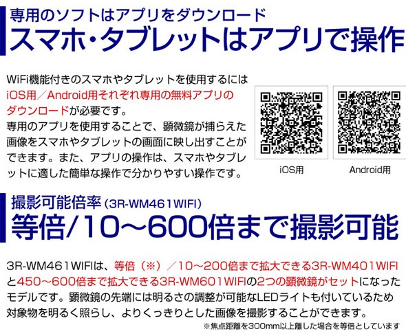 等倍/10〜600倍まで撮影可能。 