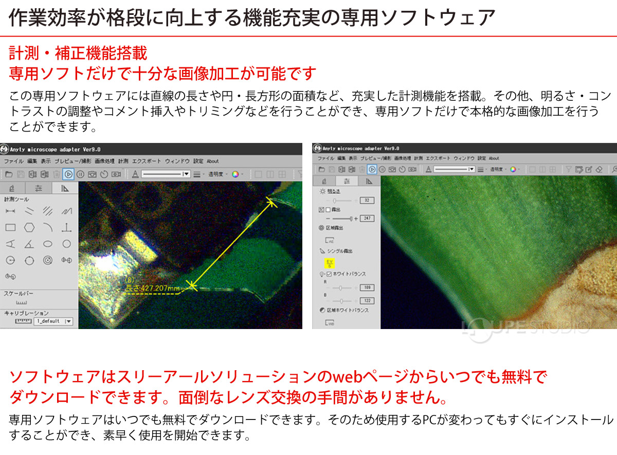 作業効率が格段に向上する機能充実の専用ソフトウェア 