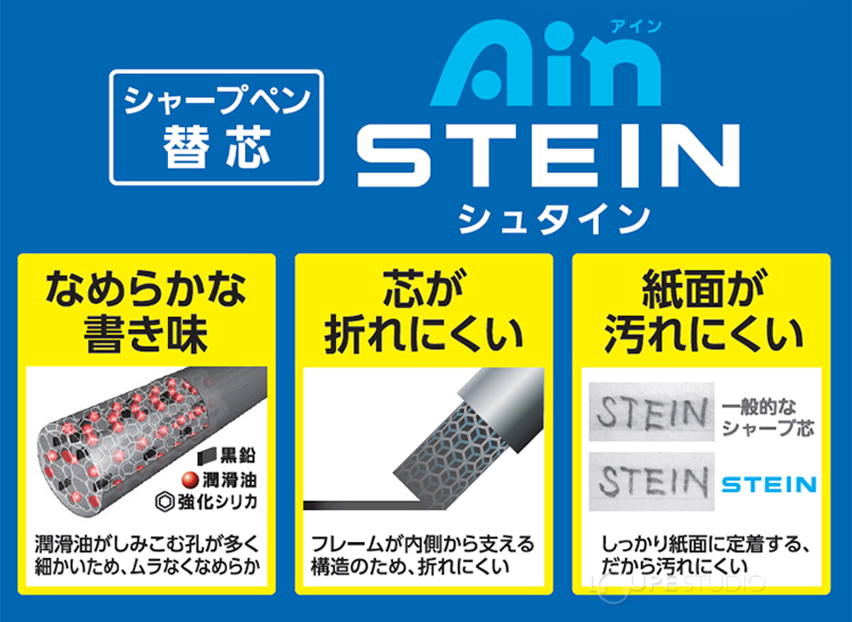 シュタイン0.5 HB3P黒消ゴム付 替芯 シャーペン 替芯 シャー芯 シャープペン 替え 折れにくい ぺんてる :akh-0081:ルーペスタジオ  - 通販 - Yahoo!ショッピング