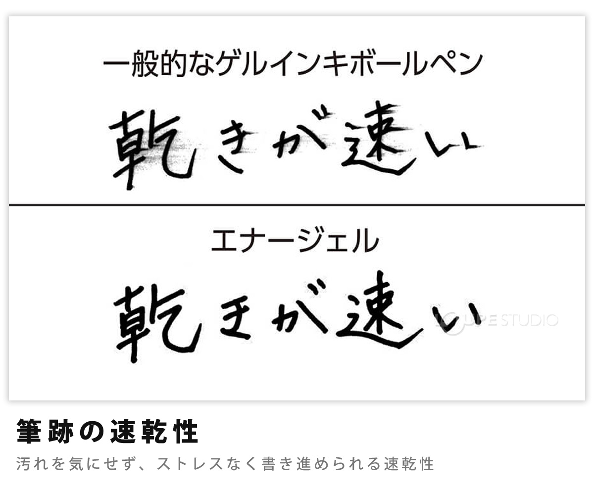 筆跡の速乾性 