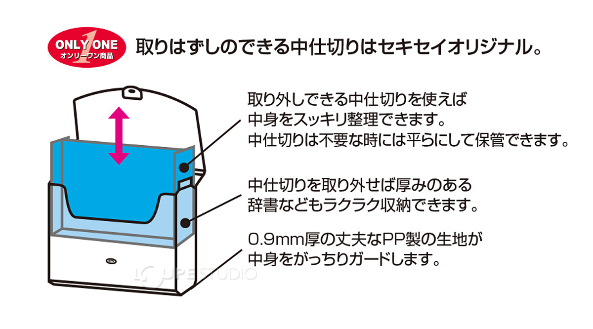 取り外しのできる中仕切りはセキセイオリジナル 
