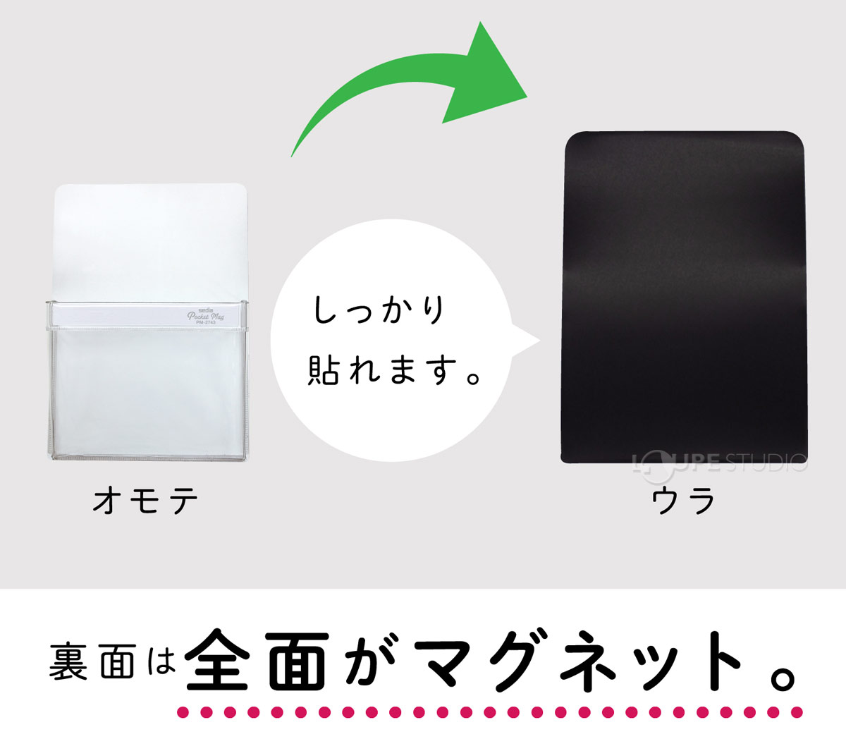 裏面は全面がマグネット 