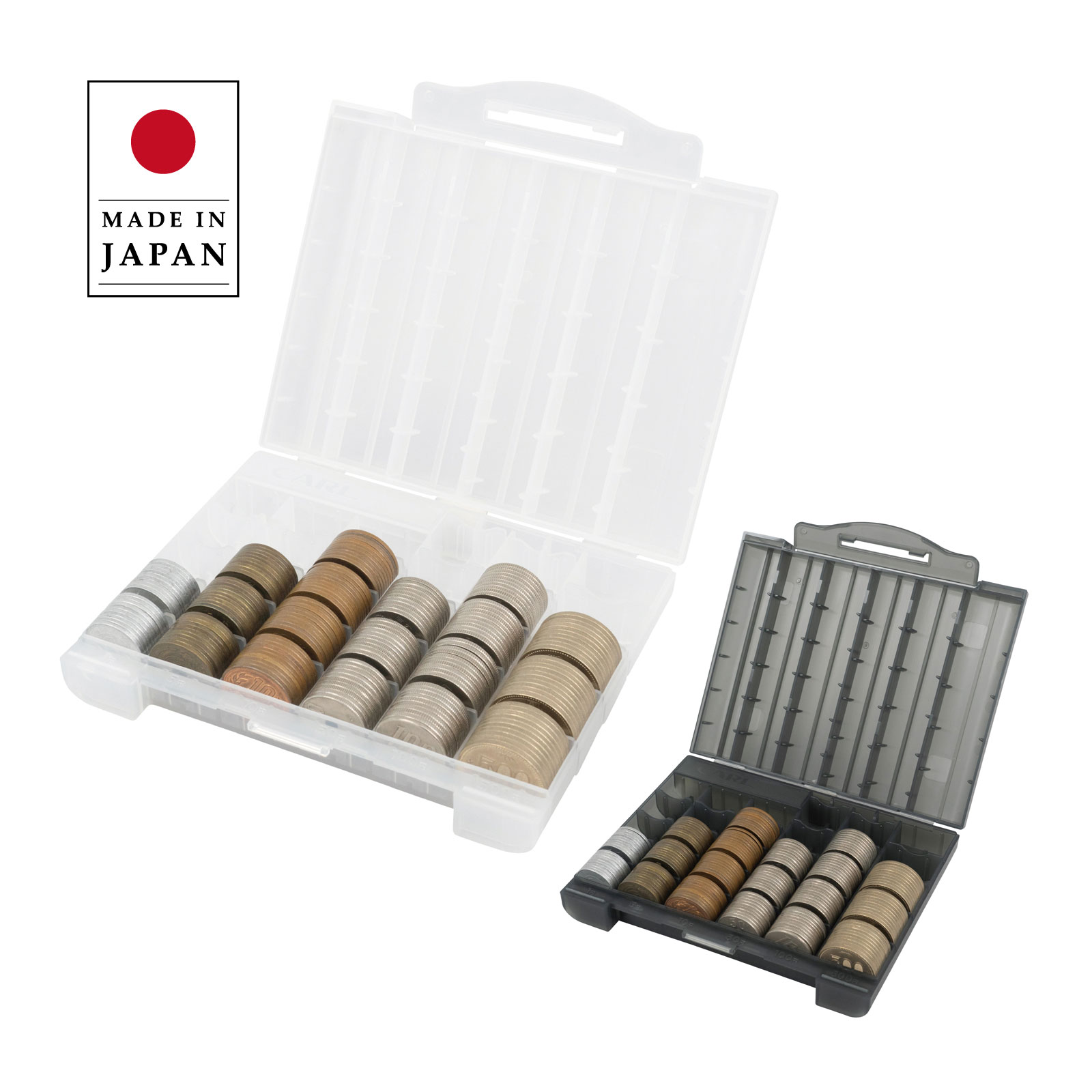 カール事務器 コインケース クリア グレー 軽量 コンパクト 現金 硬貨 小銭 持ち運び 収納 保管 飛散防止 釣り銭 貯金箱 タクシー デリバリー イベント 日本製