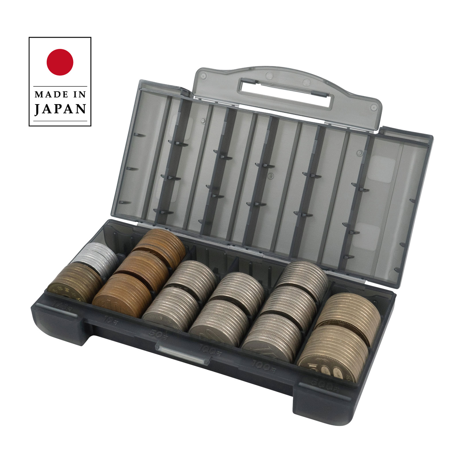 カール事務器 コインケース・スリム グレー 軽量 コンパクト 現金 硬貨 小銭 持ち運び 収納 保管 飛散防止 釣り銭 貯金箱 集金 タクシー デリバリー イベント 日本製