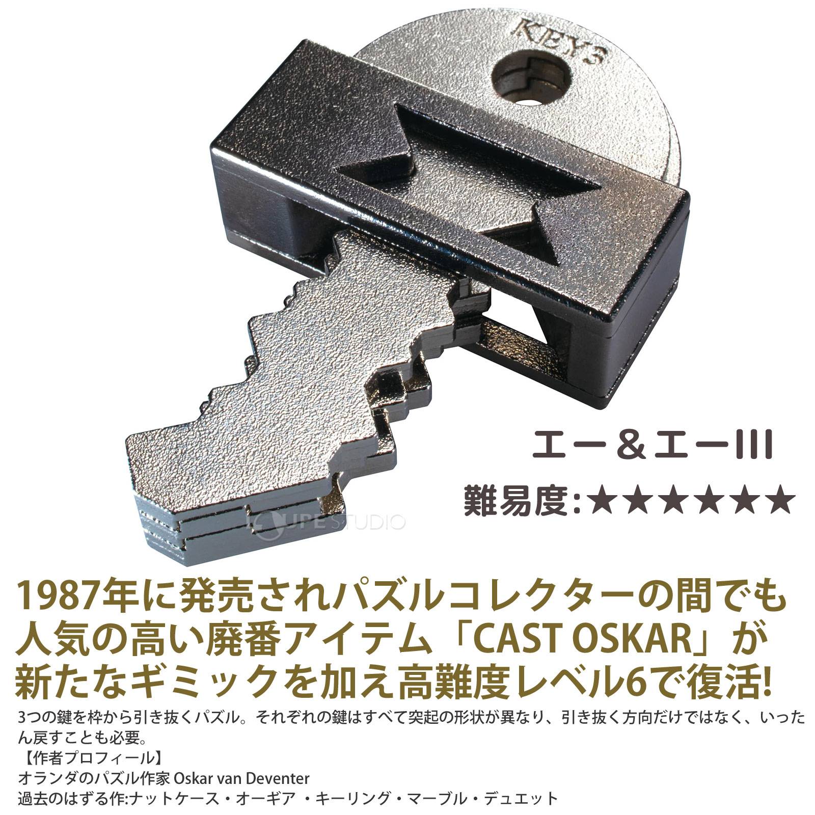 知恵の輪 はずる HUZZLE キャスト 鍵 エー&エー リップル キー