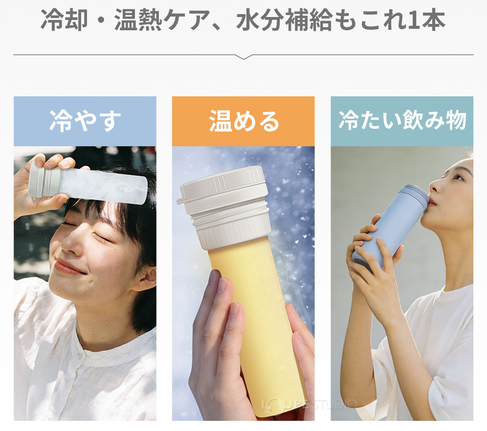冷却・温熱ケア、水分補給もこれ1本 