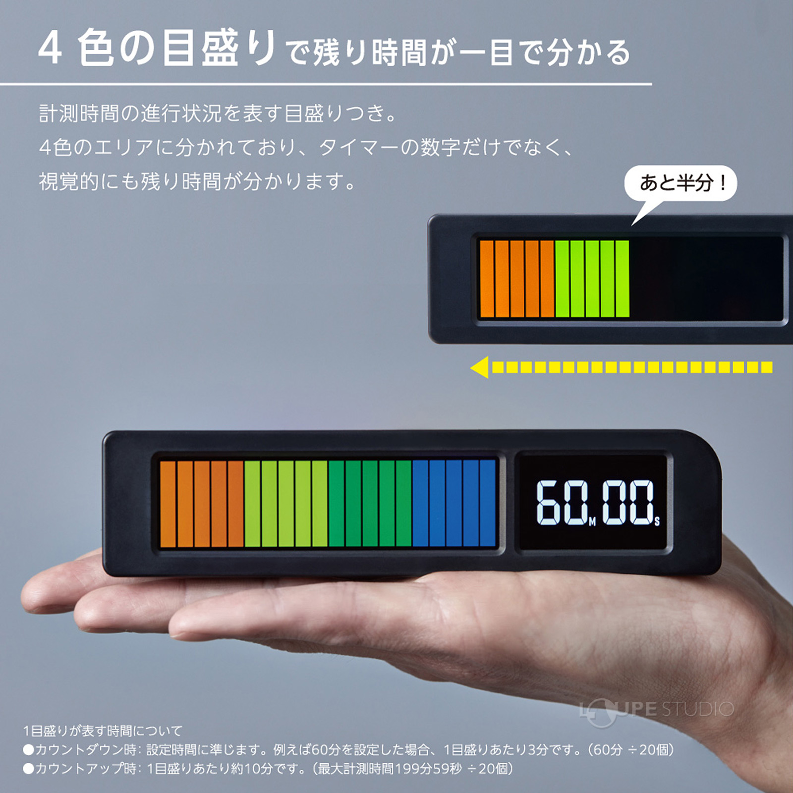 目盛で残り時間が一目で分かるタイマー 