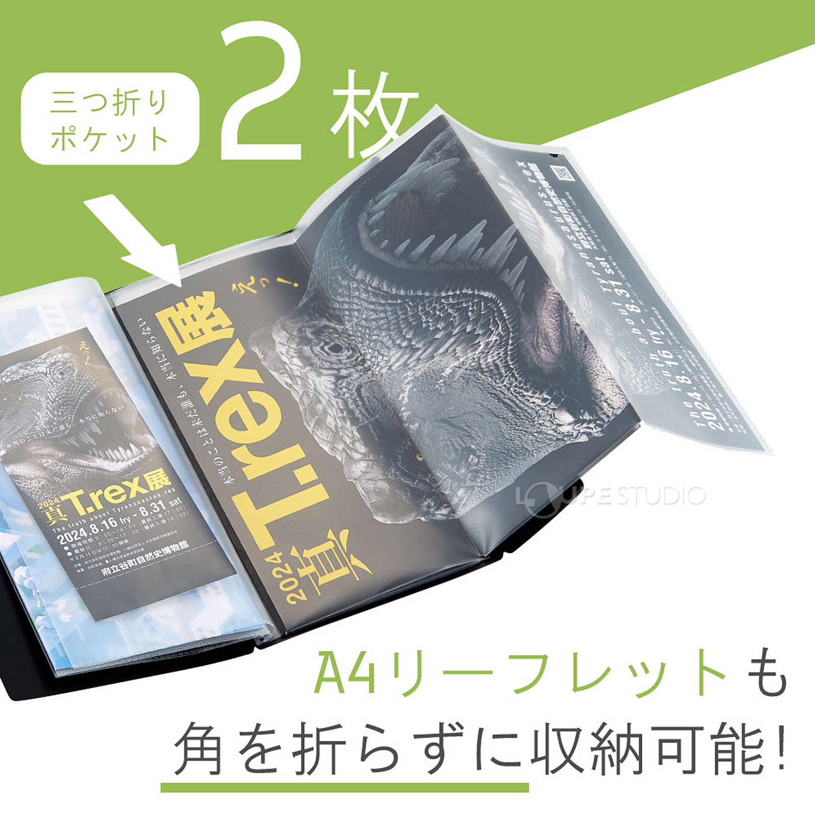 三つ折りポケット2枚 