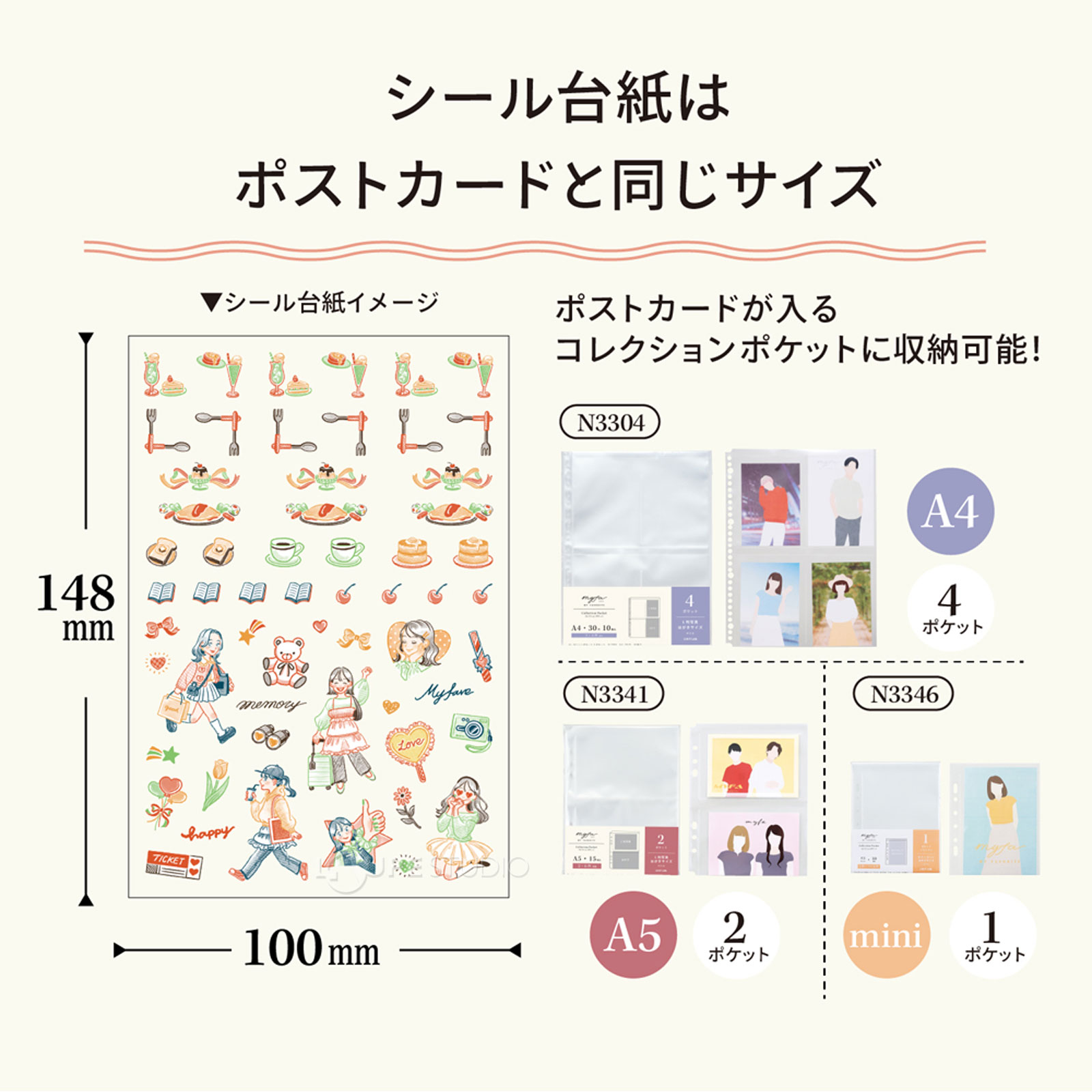 シール台紙はポストカードと同じサイズ 