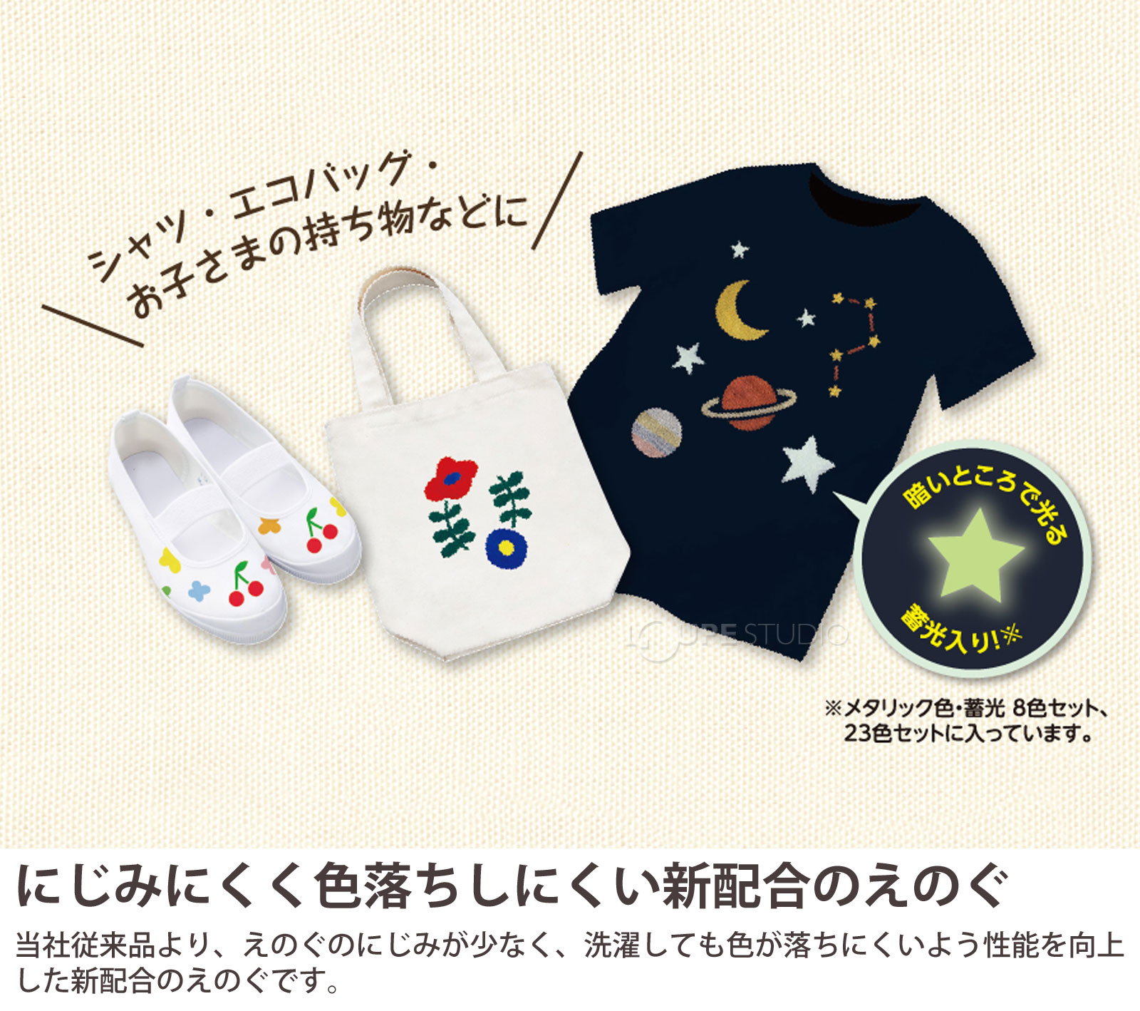 にじみにくく色落ちしにくい新配合のえのぐ 