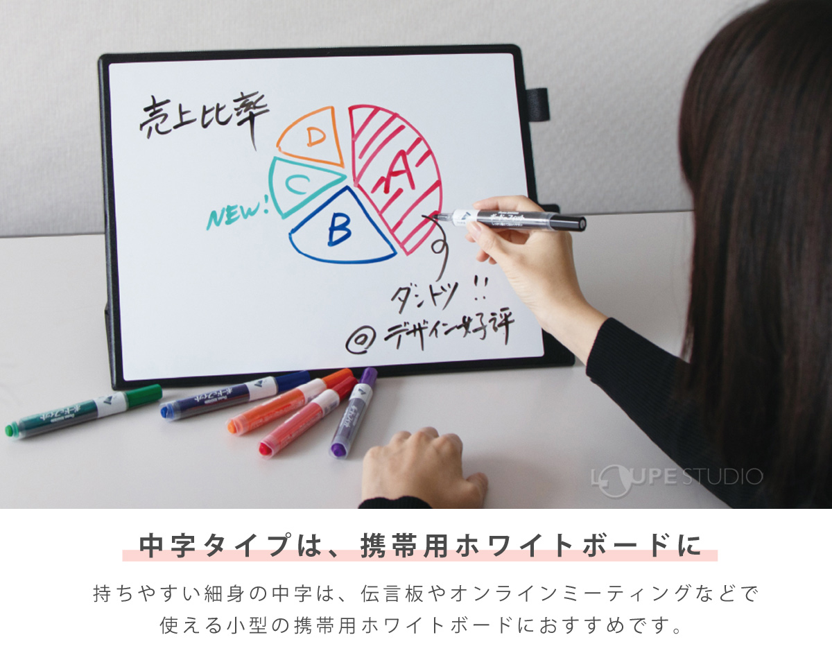 中字タイプは、携帯用ホワイトボードに 