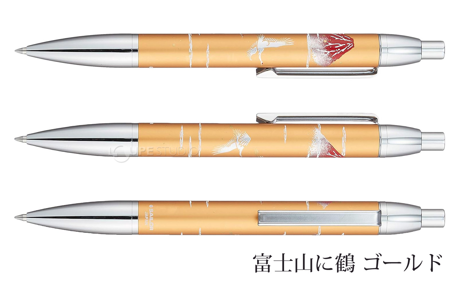 富士山に鶴 ゴールド 