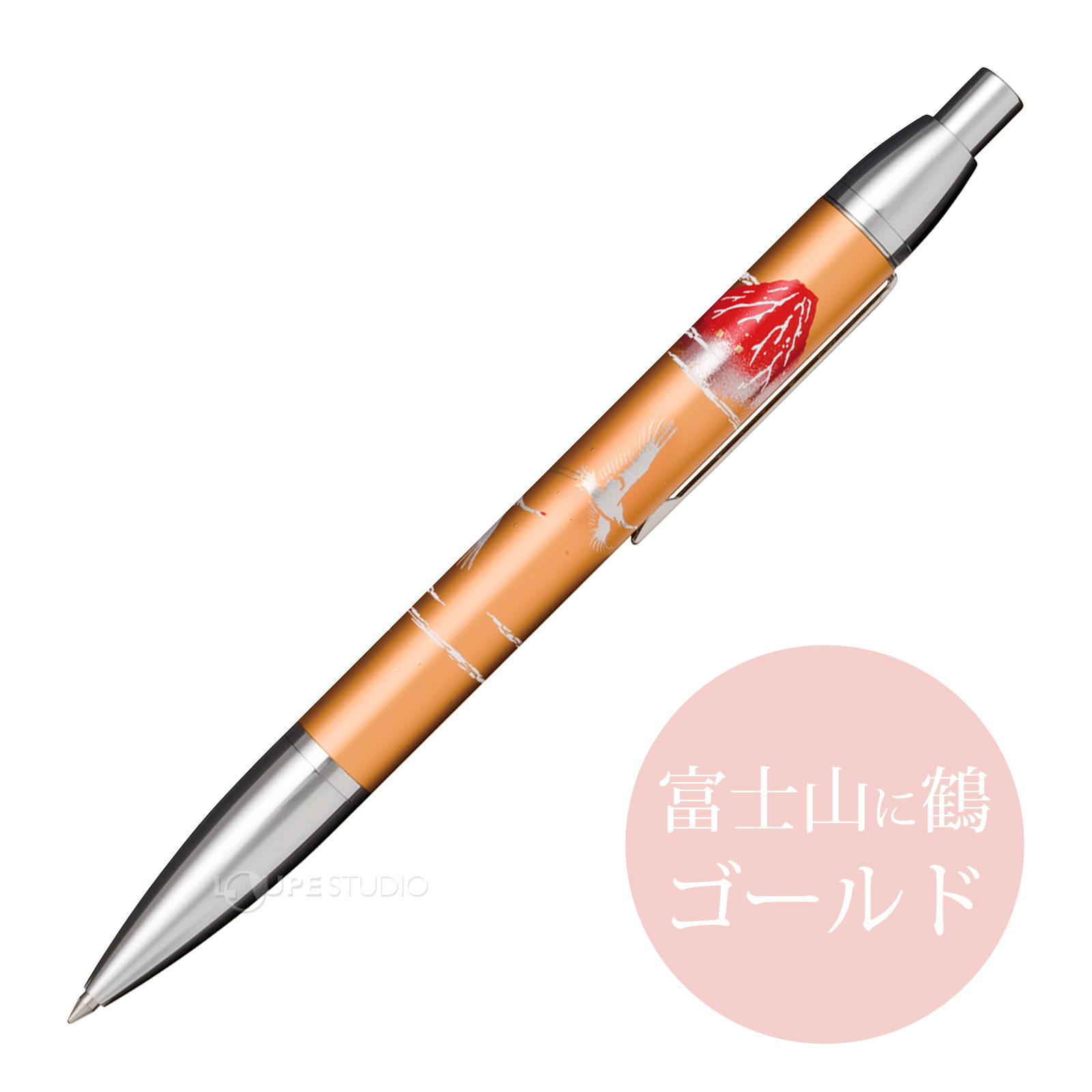 富士山に鶴 ゴールド 