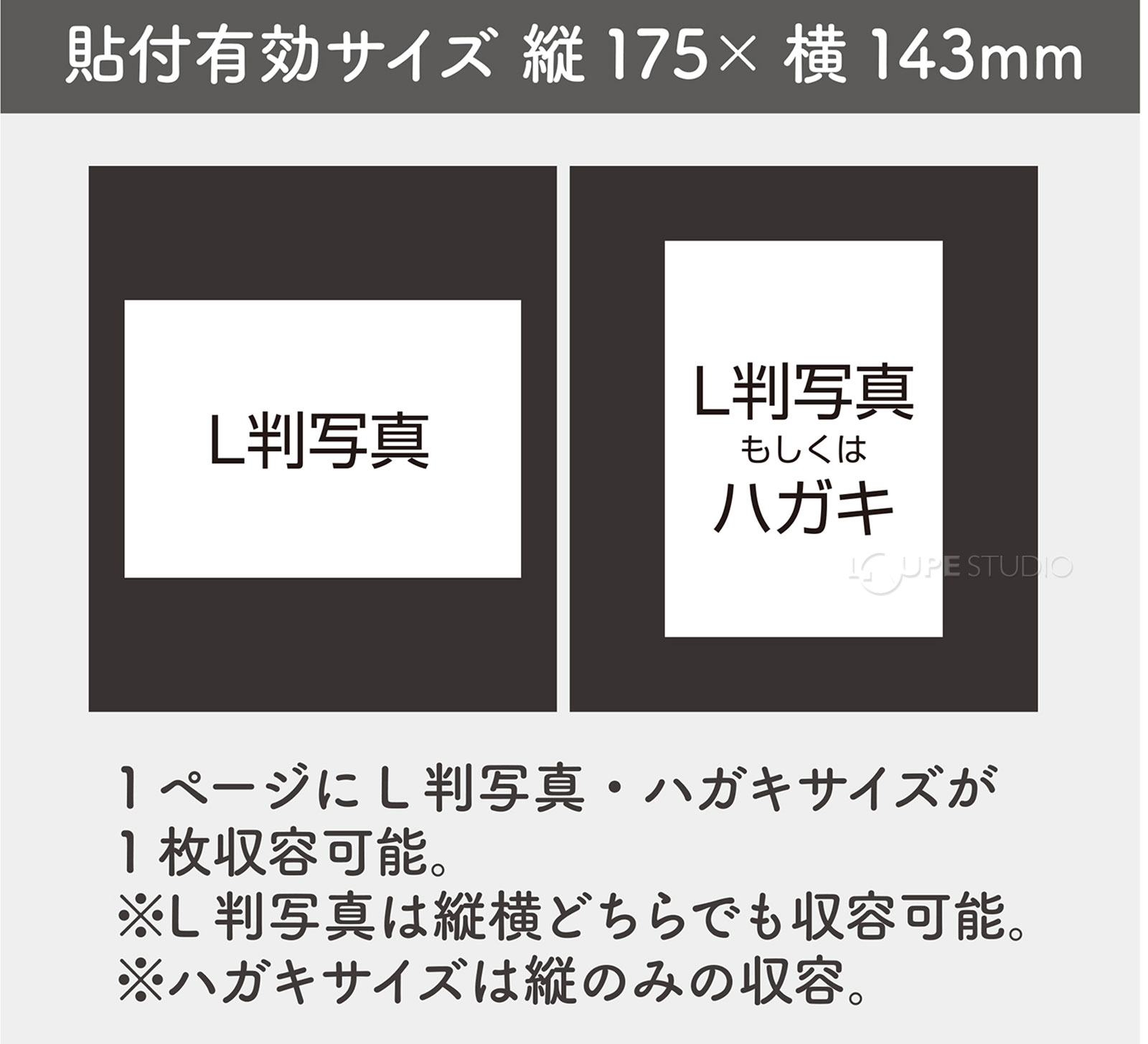 貼付有効サイズ:縦175×横143mm 
