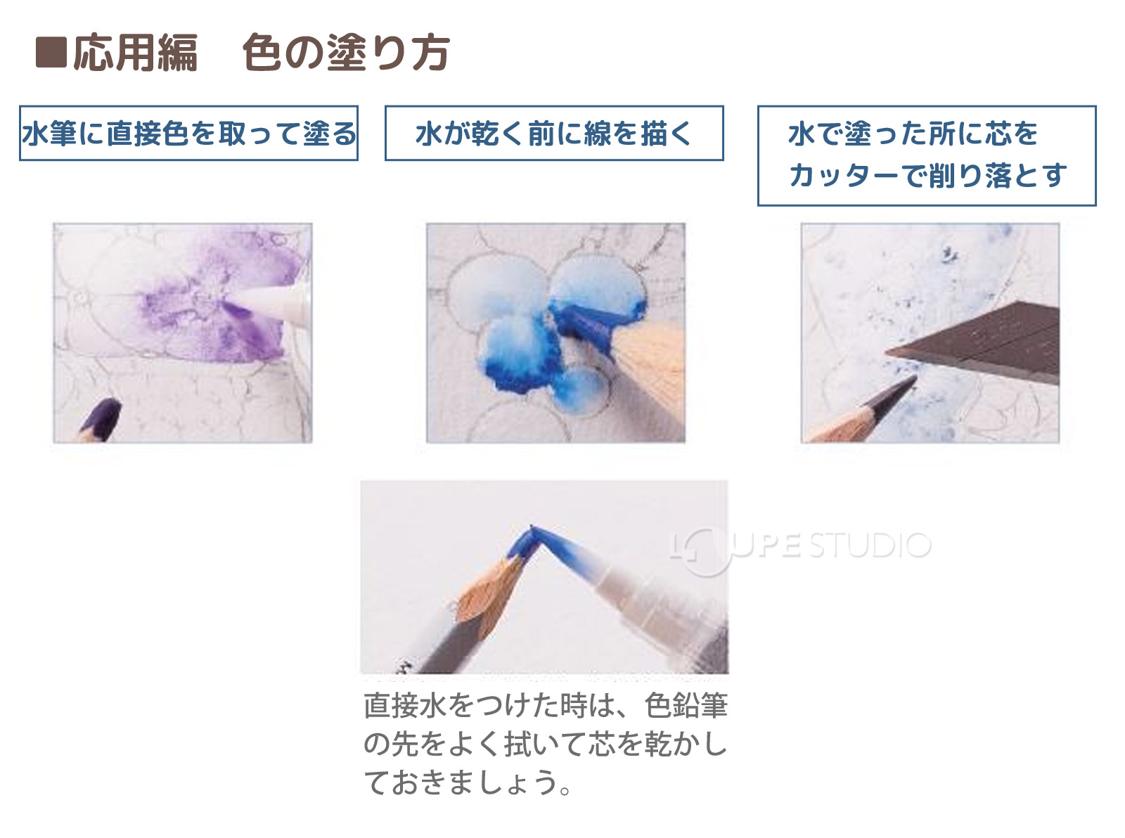 カラトアクェレル水彩色鉛筆の活用法 