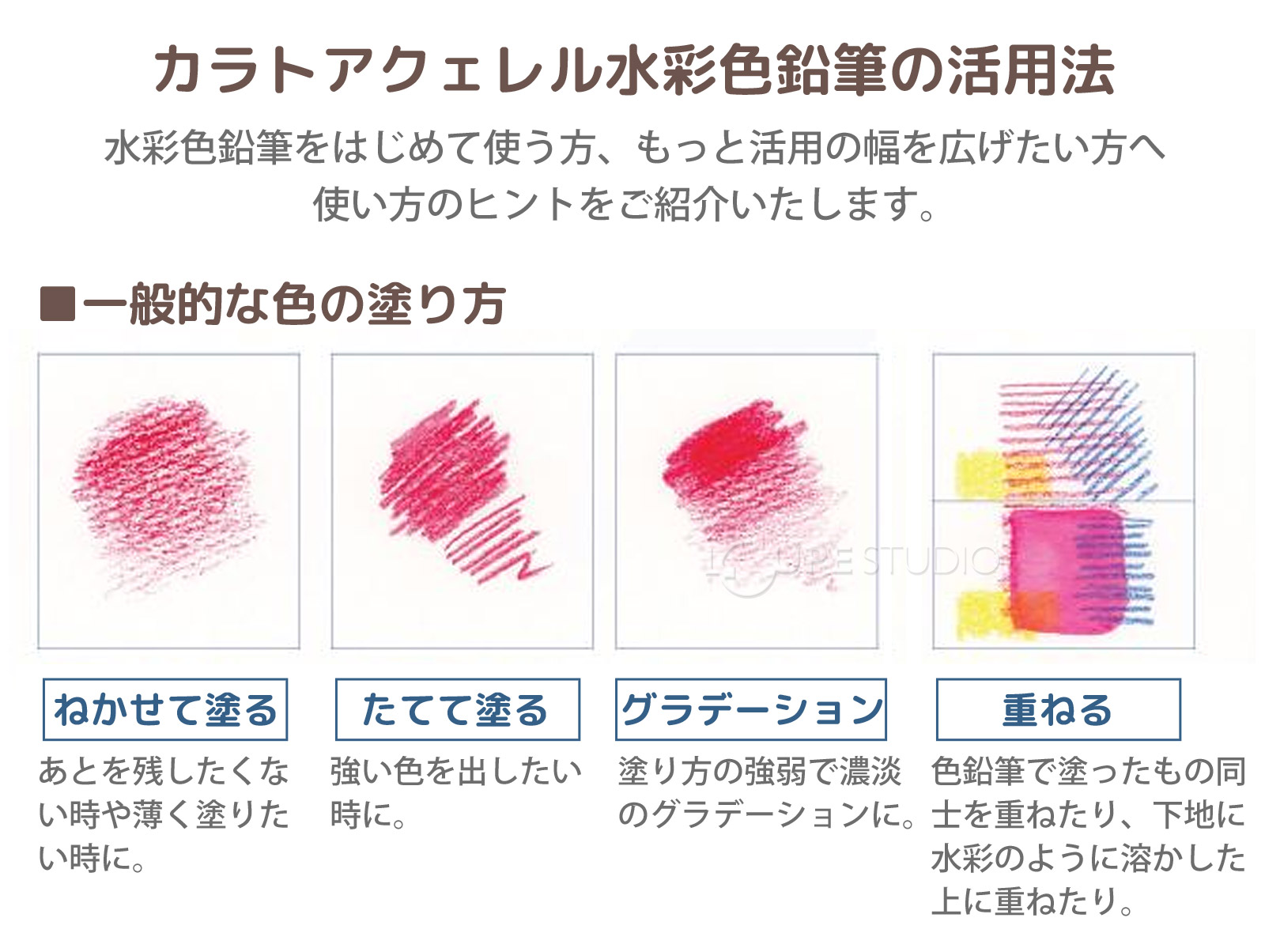 カラトアクェレル水彩色鉛筆の活用法 