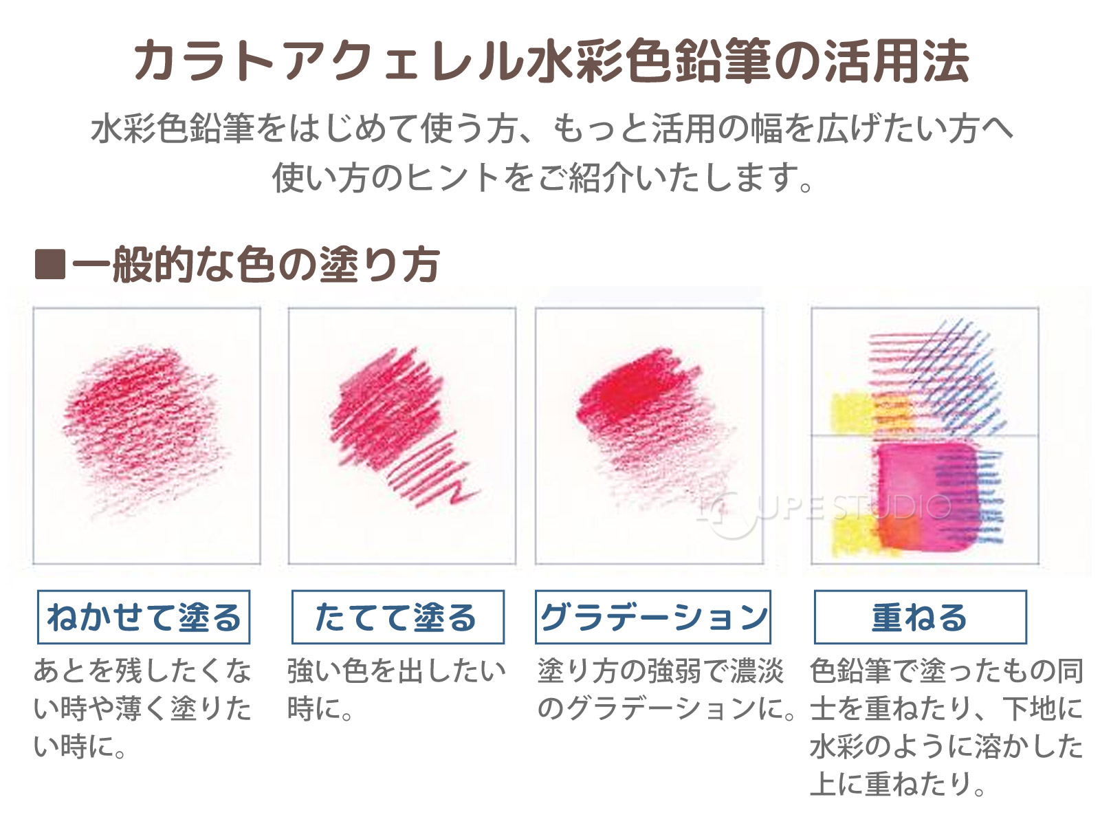 カラトアクェレル水彩色鉛筆の活用法 