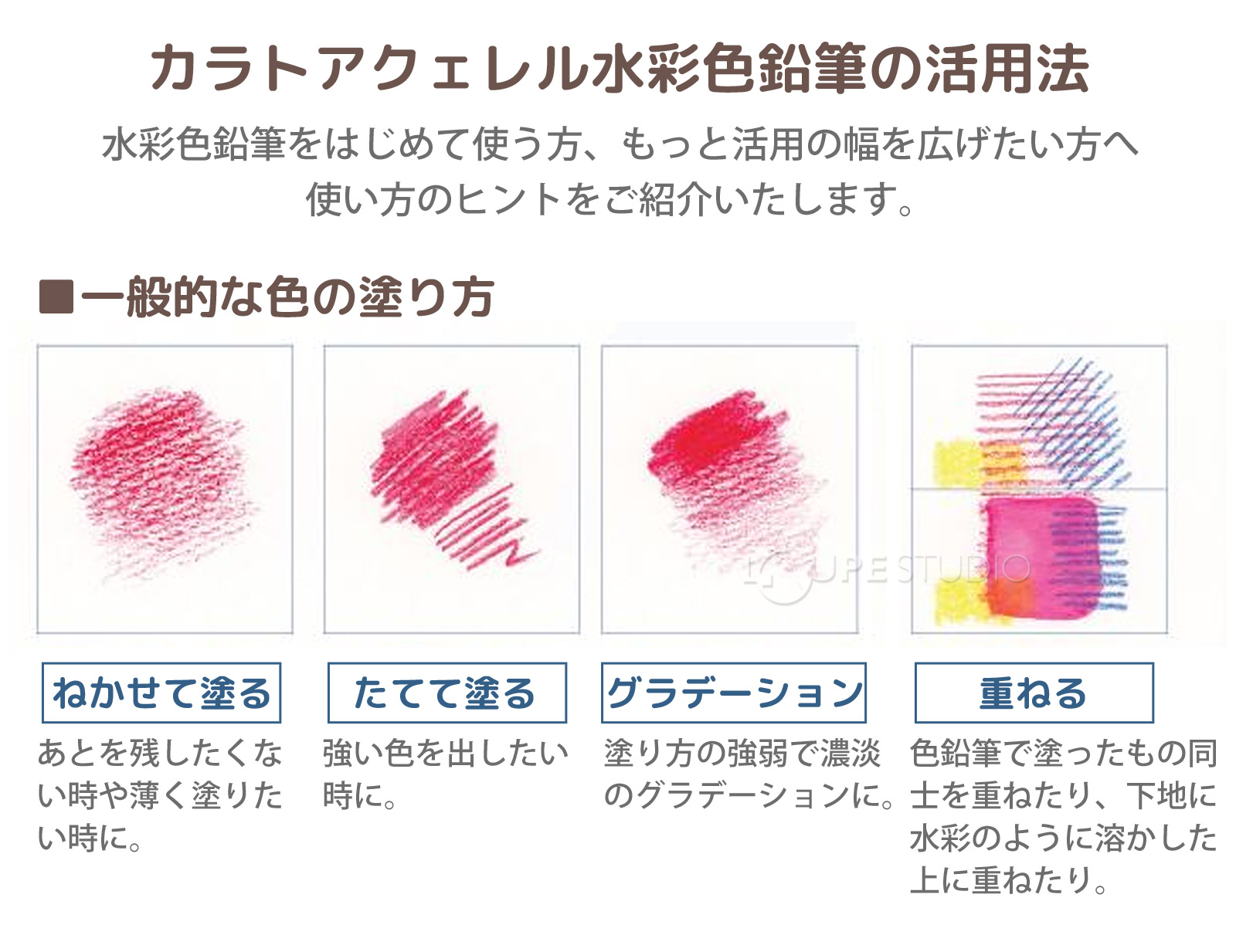 カラトアクェレル水彩色鉛筆の活用法 