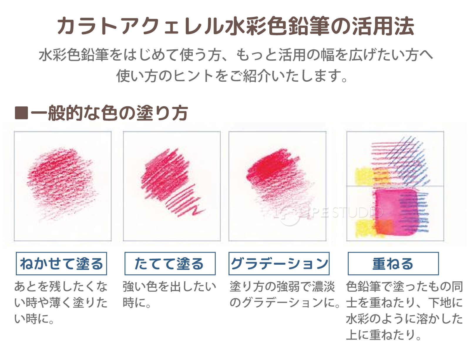 カラトアクェレル水彩色鉛筆の活用法 