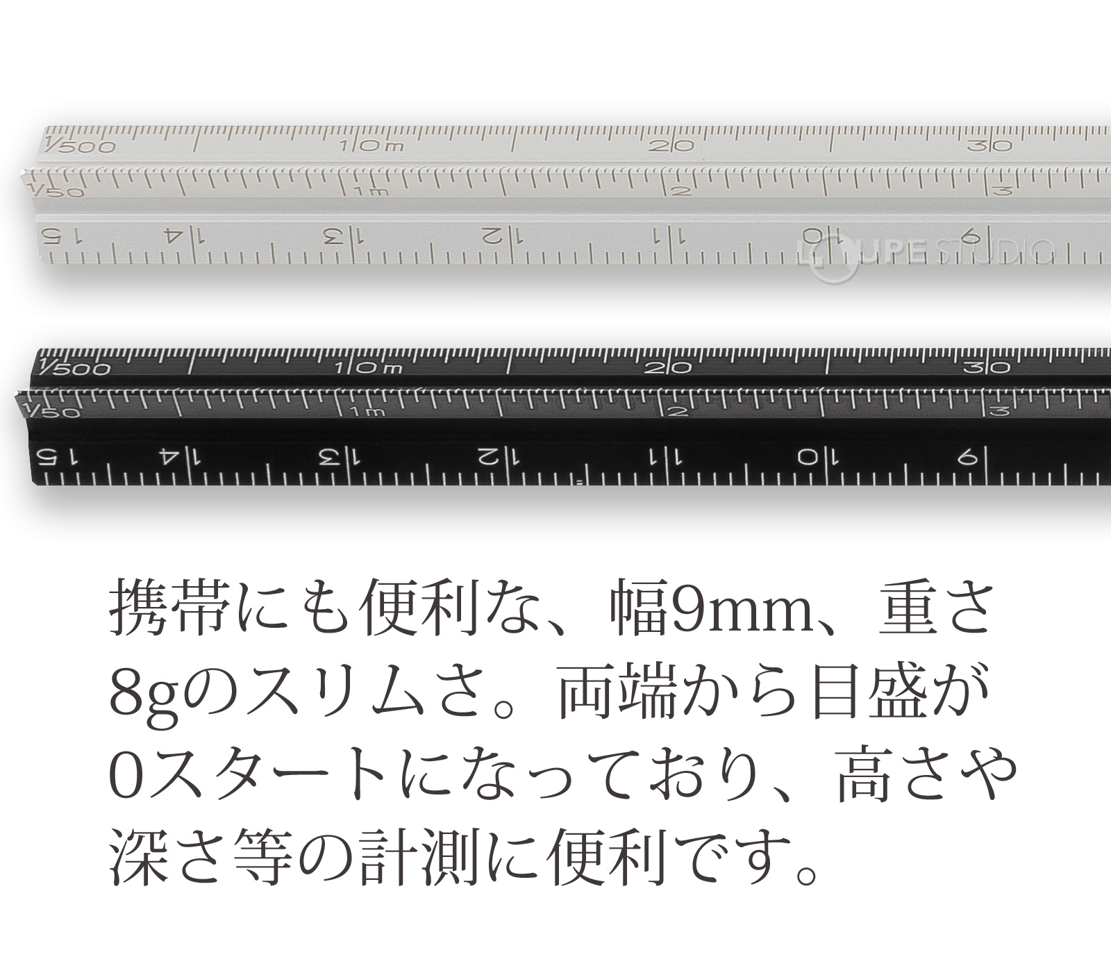 両端から目盛が0スタートになっており
