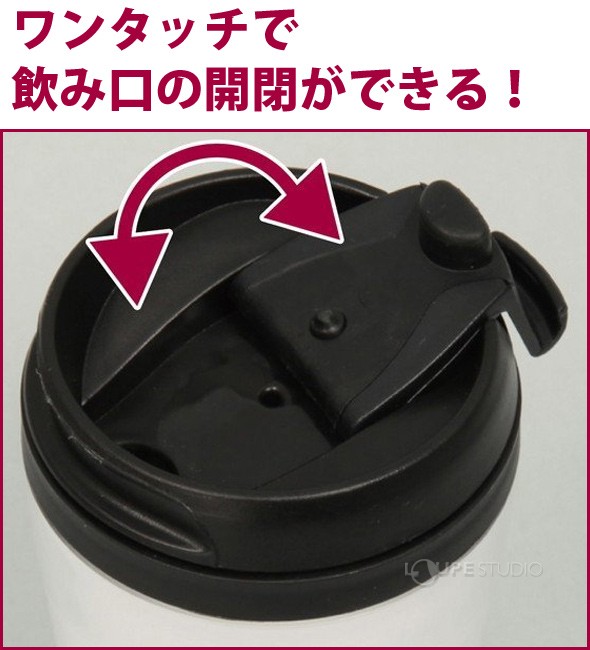 ワンタッチで飲み口の開閉ができる!