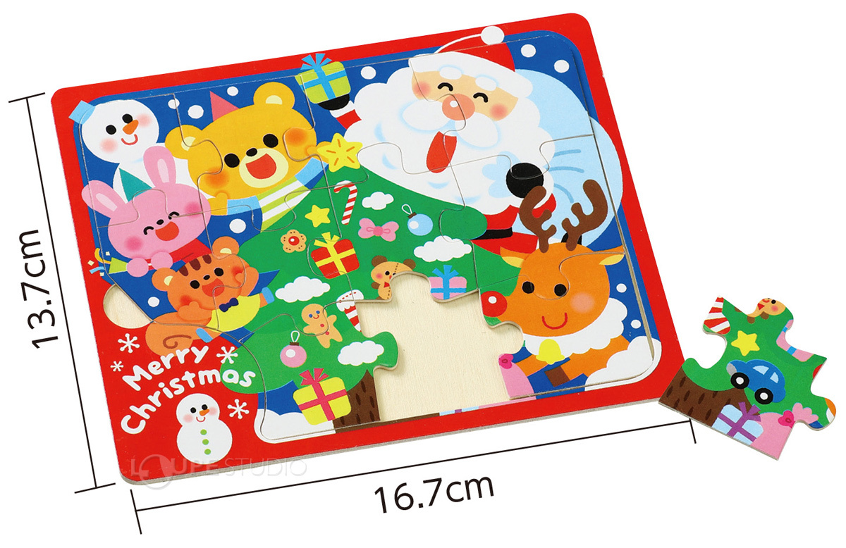 クリスマスジグソーパズル 木製 クリスマスツリー 幼児 知育玩具