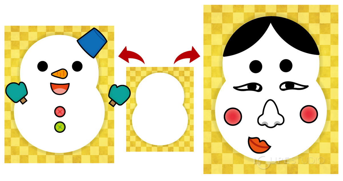 ふくわらい ゆきだるま 福笑い 雪だるま 正月遊び 室内 ゲーム パズル