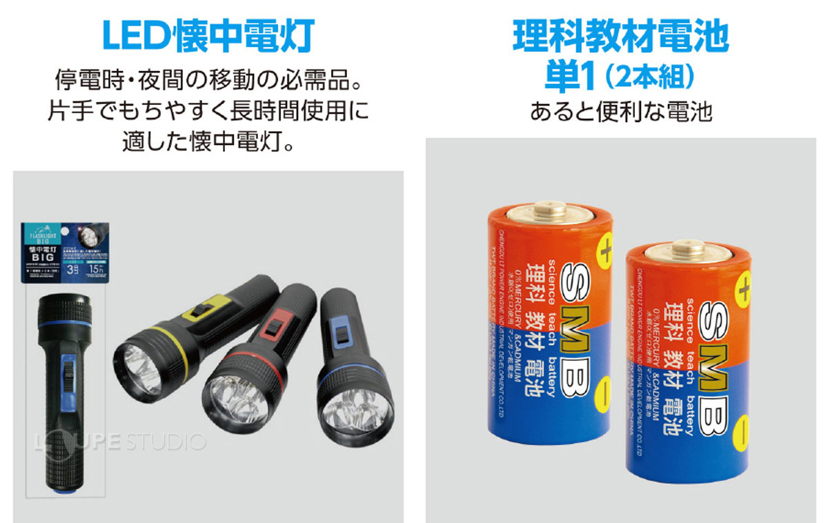 LED懐中電灯&理科教材電池単1 