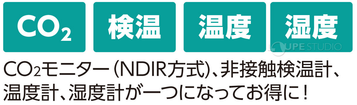 固定式 CO2モニター NDIR方式 非接触検温計 二酸化炭素 濃度計 温度計