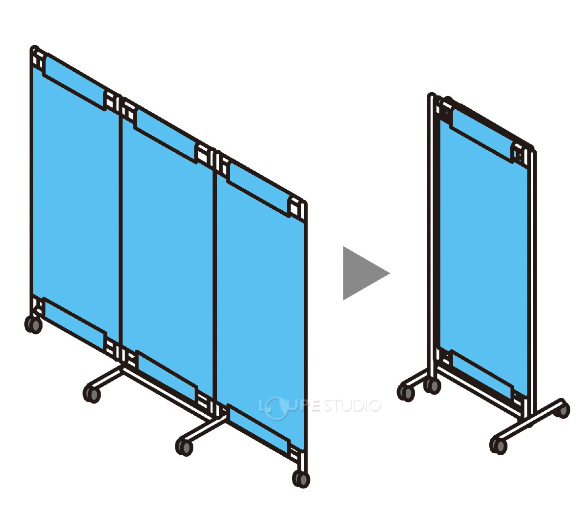 折りたたんで収納できる 