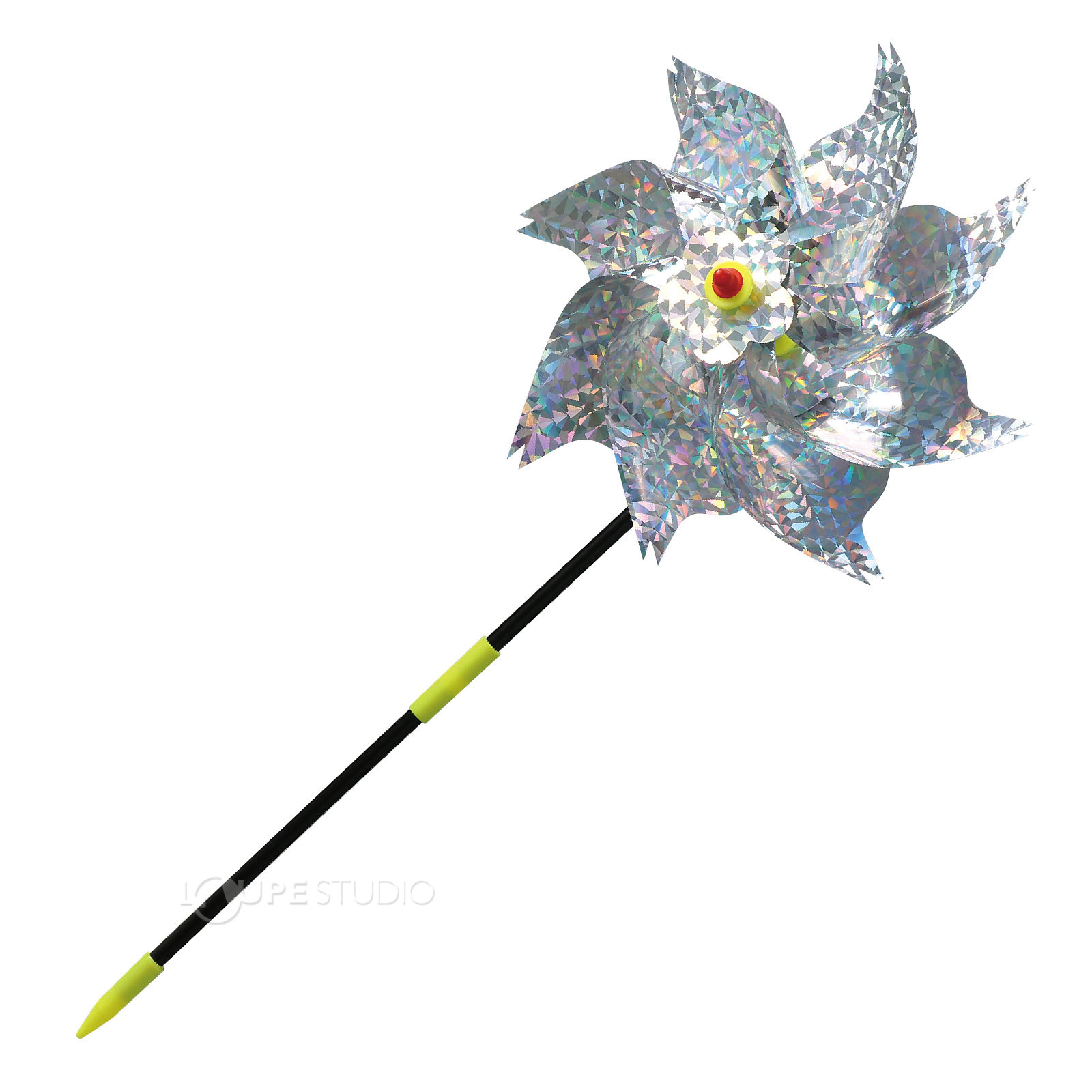 光の反射と回転でキラキラ光る 