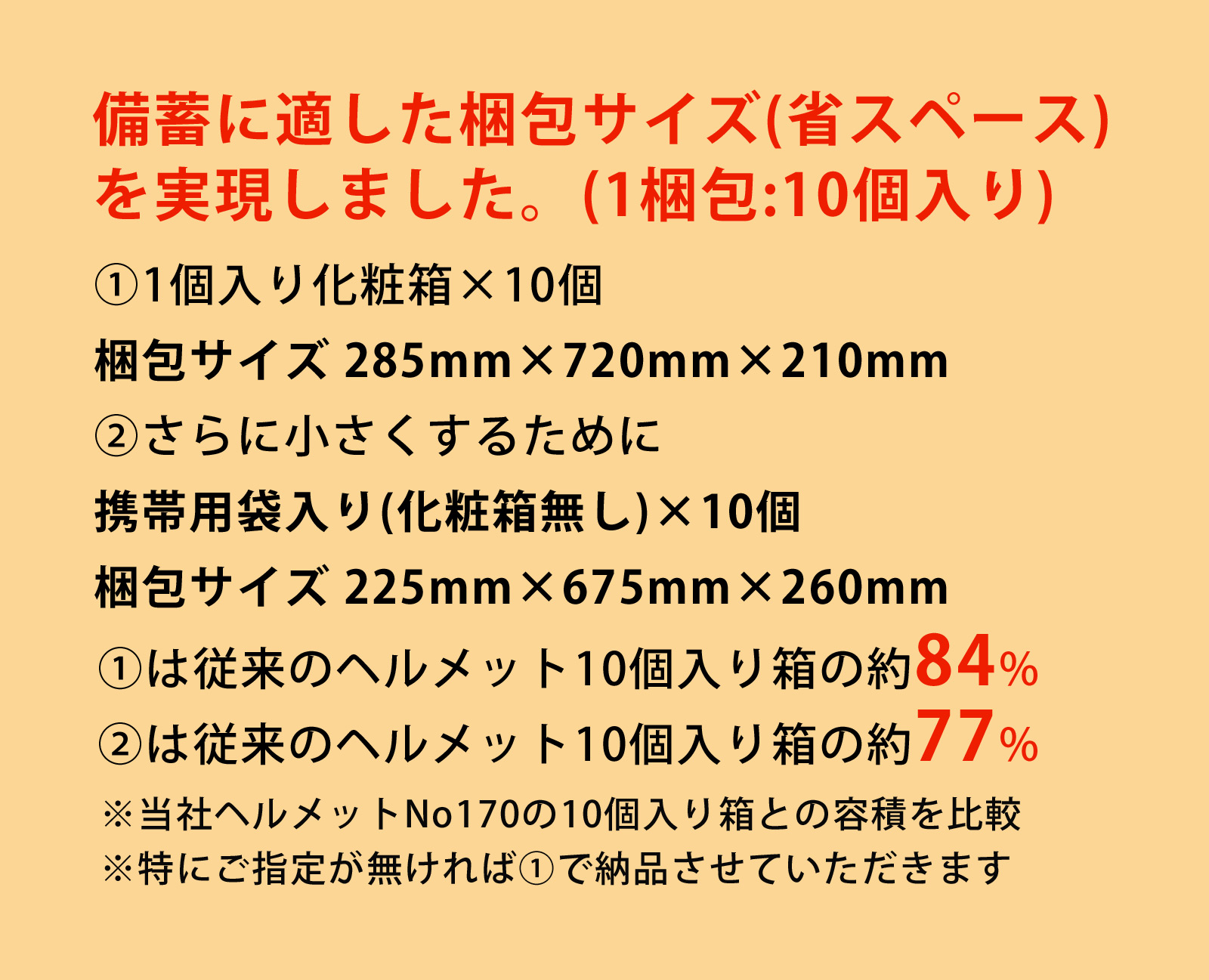 備蓄に適した梱包サイズ 