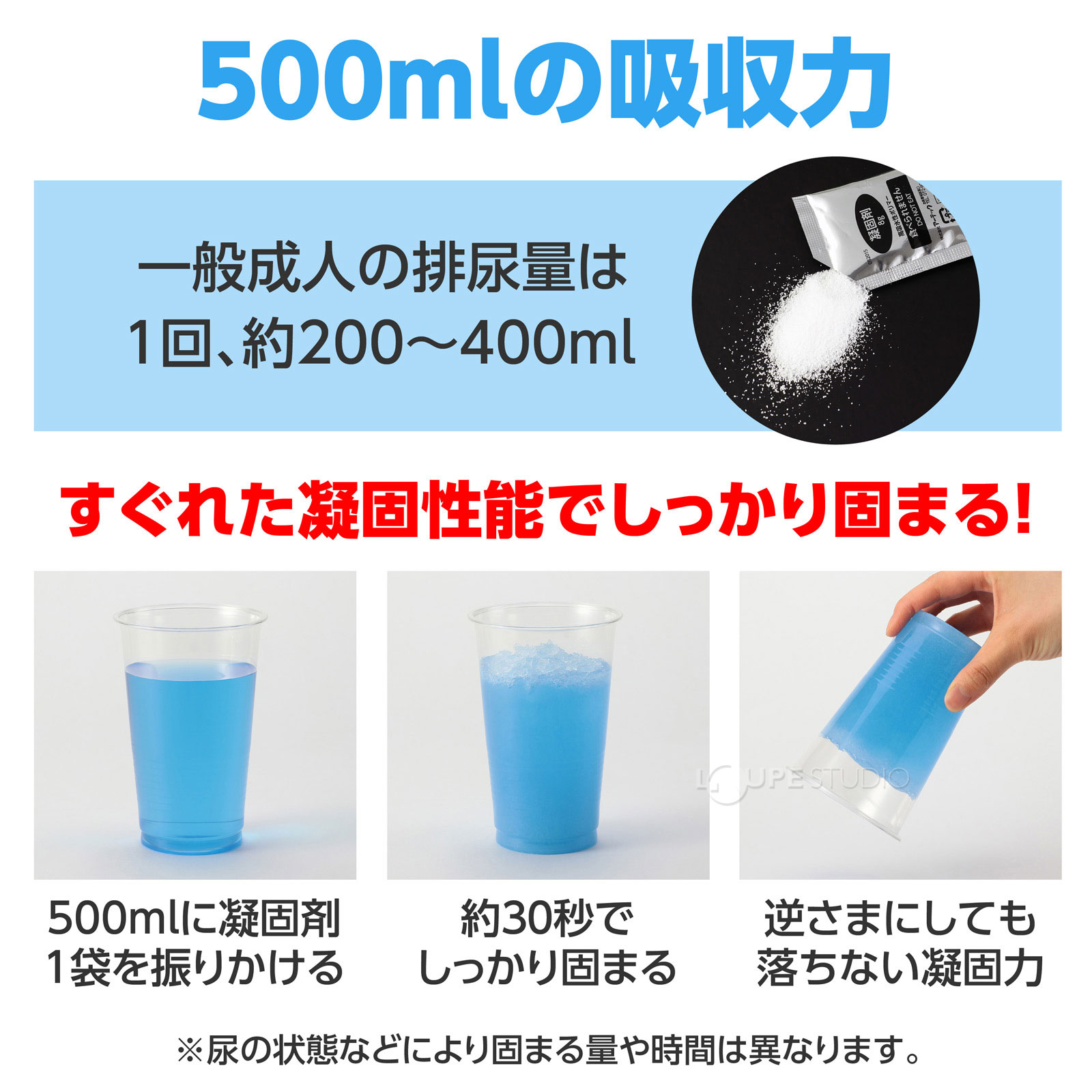 500mlの吸収力 
