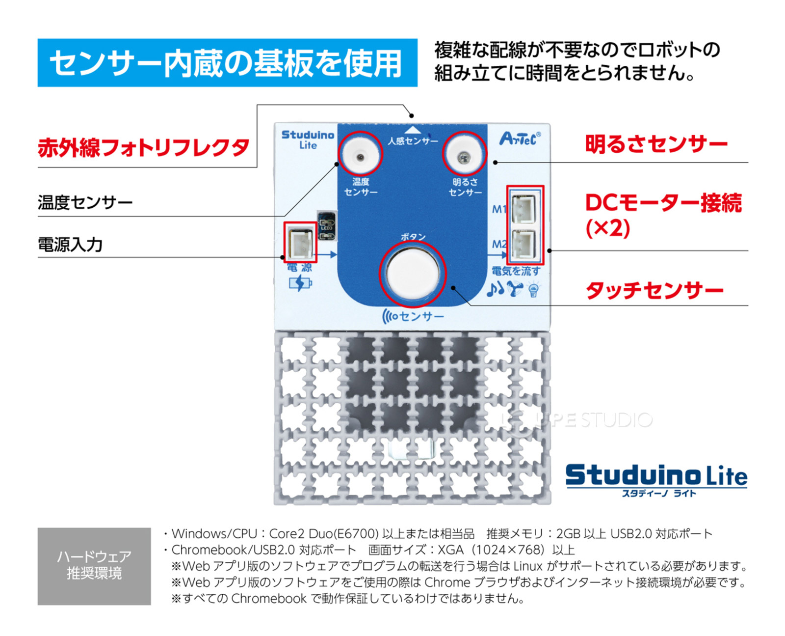 センサー内蔵の基板を使用