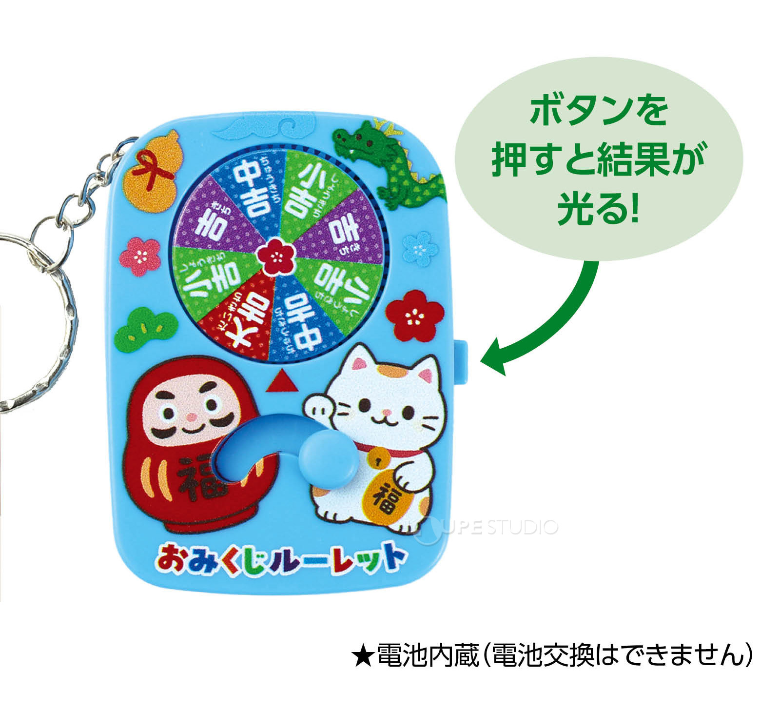 ボタンを押すと結果が光る 