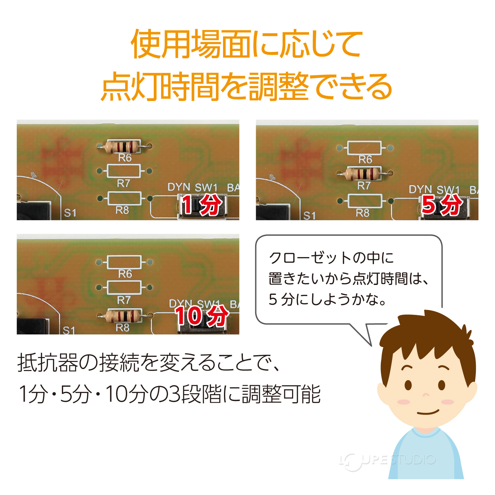 点灯時間を調整できる 