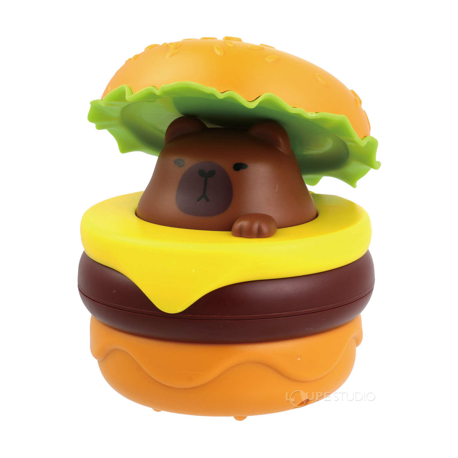 ハンバーガーに入ったカピバラを勢いよく発射させよう!
