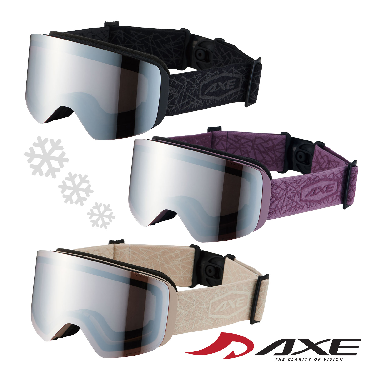  スノーゴーグル ダブルレンズ フレームレス AX290-WMD スキー スノボ シルバーミラー ジュニア レディース AXE アックス
