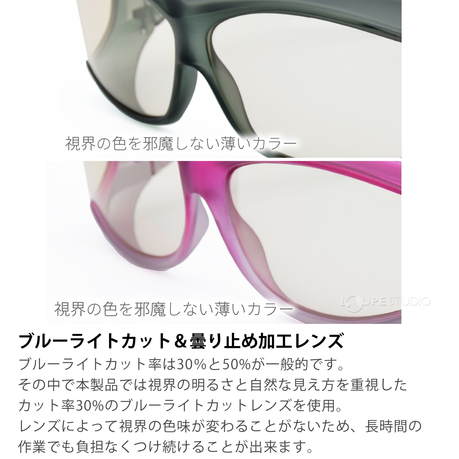 ブルーライトカット&曇り止め加工レンズ 