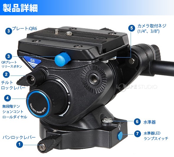 S6 プロ用 ビデオ雲台 Sシリーズ BENRO ベンロ 雲台 撮影 カメラ