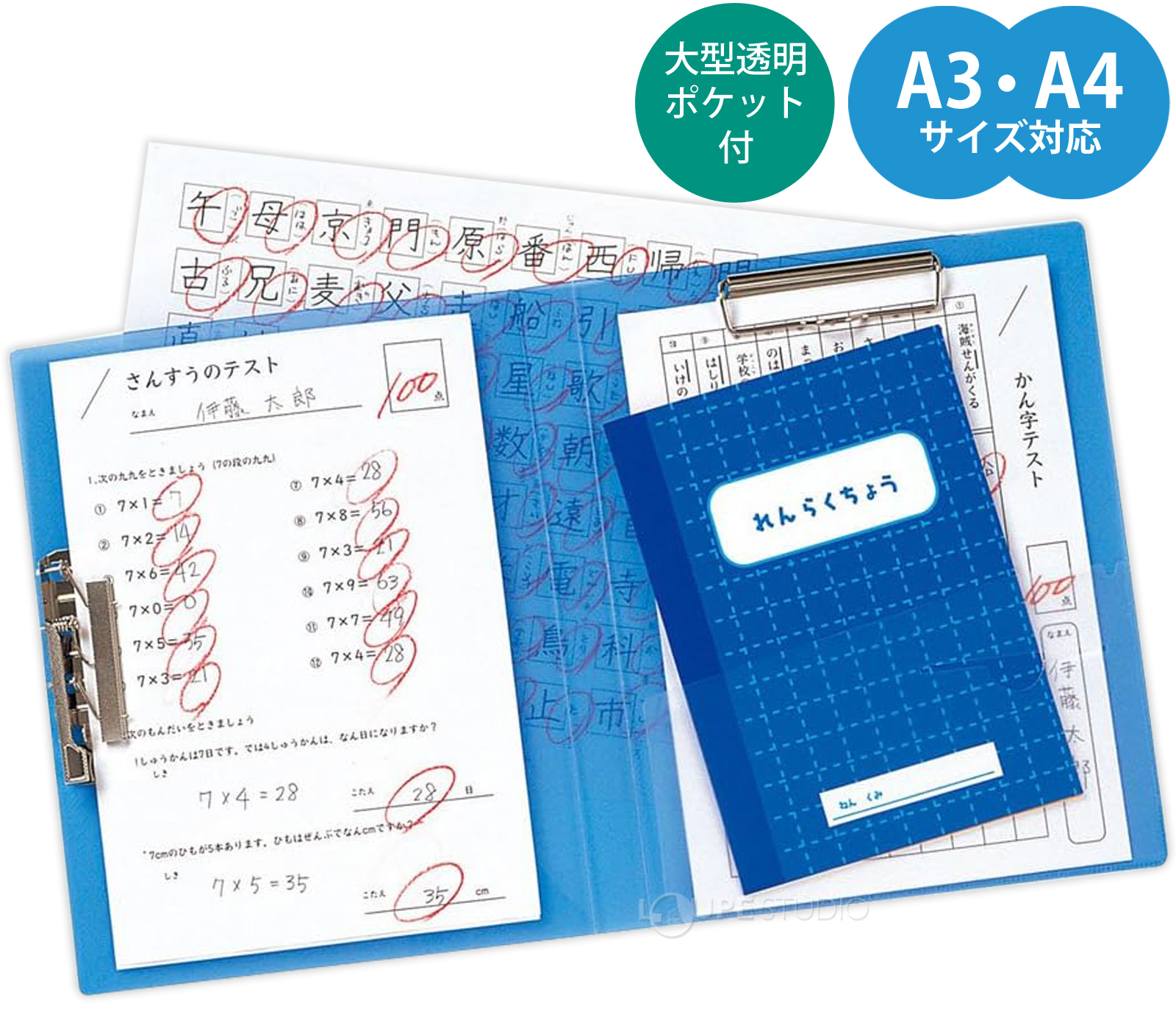 Wファイル・A4 ブルー 