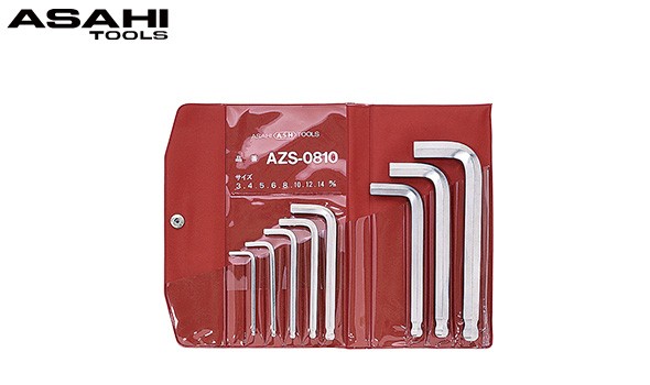 DX2000 メッキ AZS ボールポイント六角棒レンチセット 8本組 3-14mm 